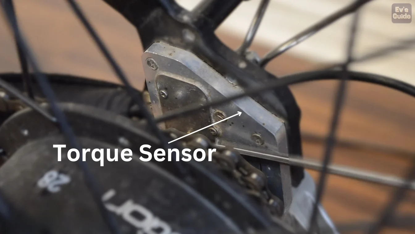 Image shown where Torque sensor is located in e-bike